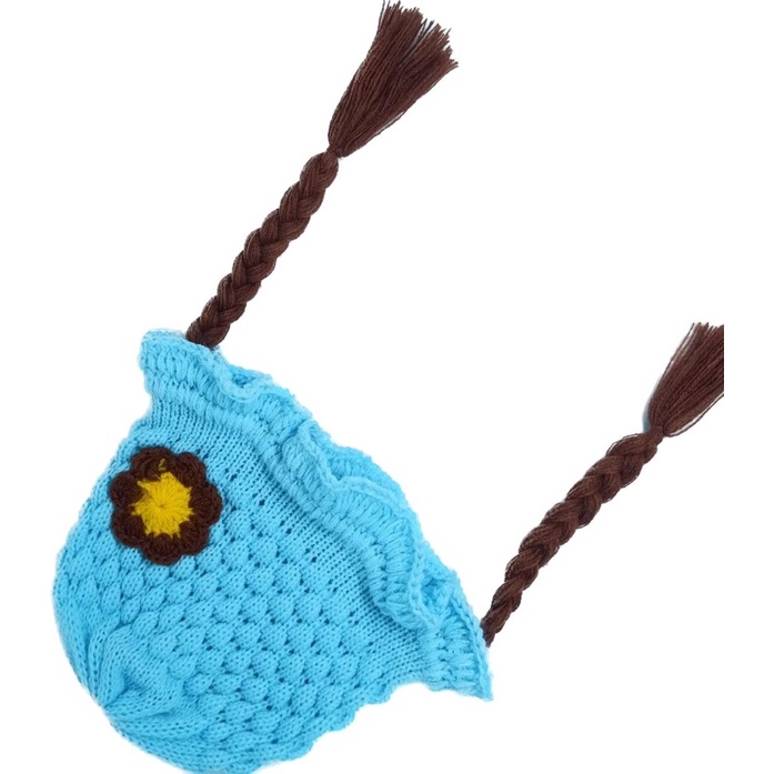 kupluk anak BUNGA KEPANG rajut / kupluk rambut kepang palsu / KUPLUK KHALIZA