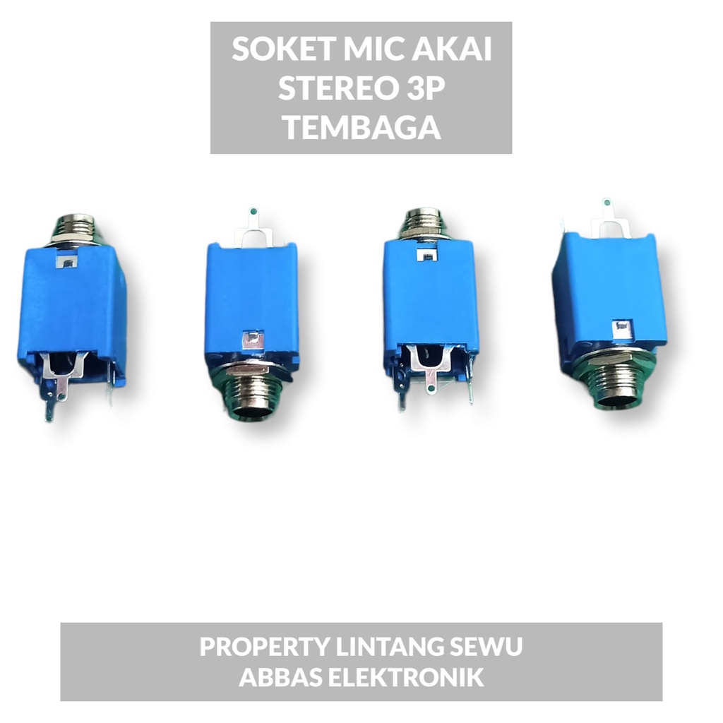 SOKET MIC AKAI STEREO BIRU BAGUS