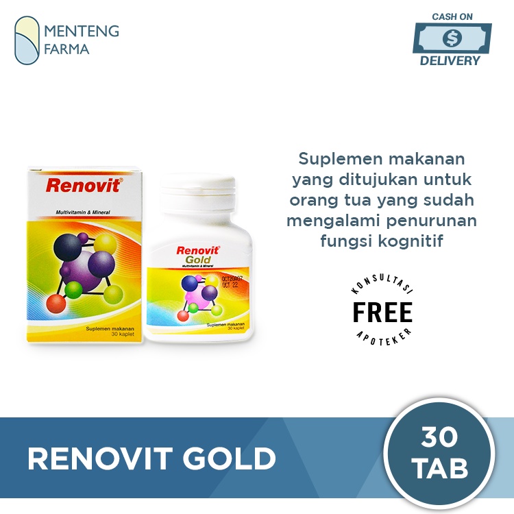 Renovit Gold 30 Kaplet - Suplemen Multivitamin Khusus Orang Tua