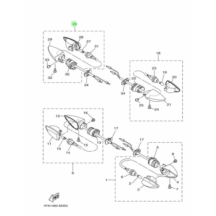 LAMPU SEN SEIN BELAKANG KANAN AEROX 125 ASLI ORI YAMAHA BE1 H3340 00