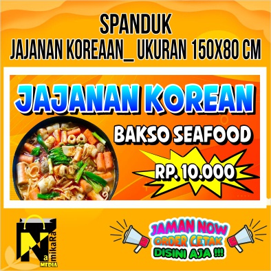 Spanduk banner backdrop Jajanan Koreaan murah bisa custom / Banner Jajanan Koreaan bakso seafood ker