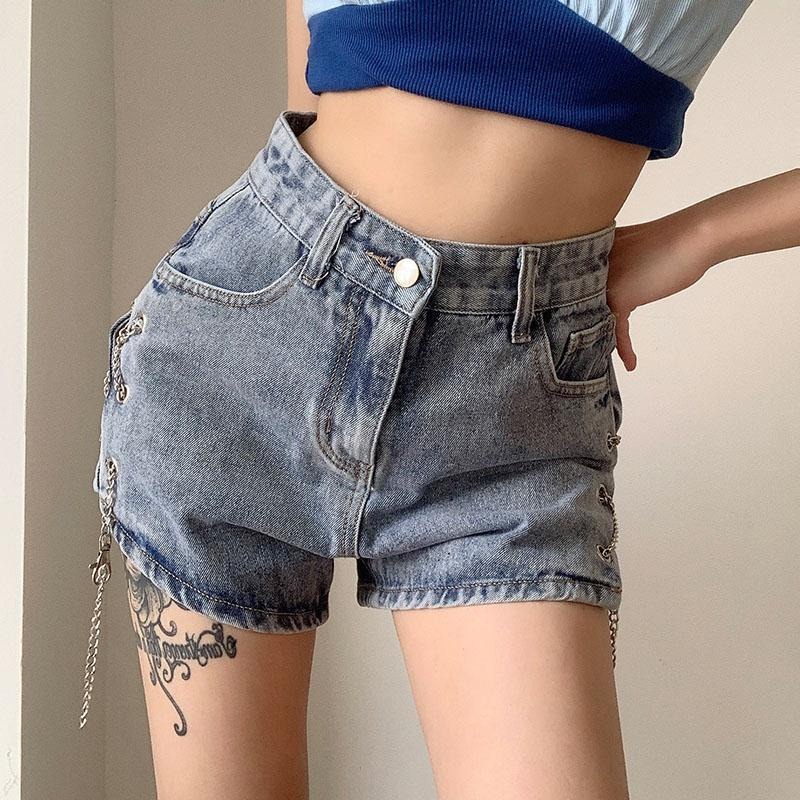 Celana pendek wanita korea hotpants highwaist denim fashion korean style short pants ootd