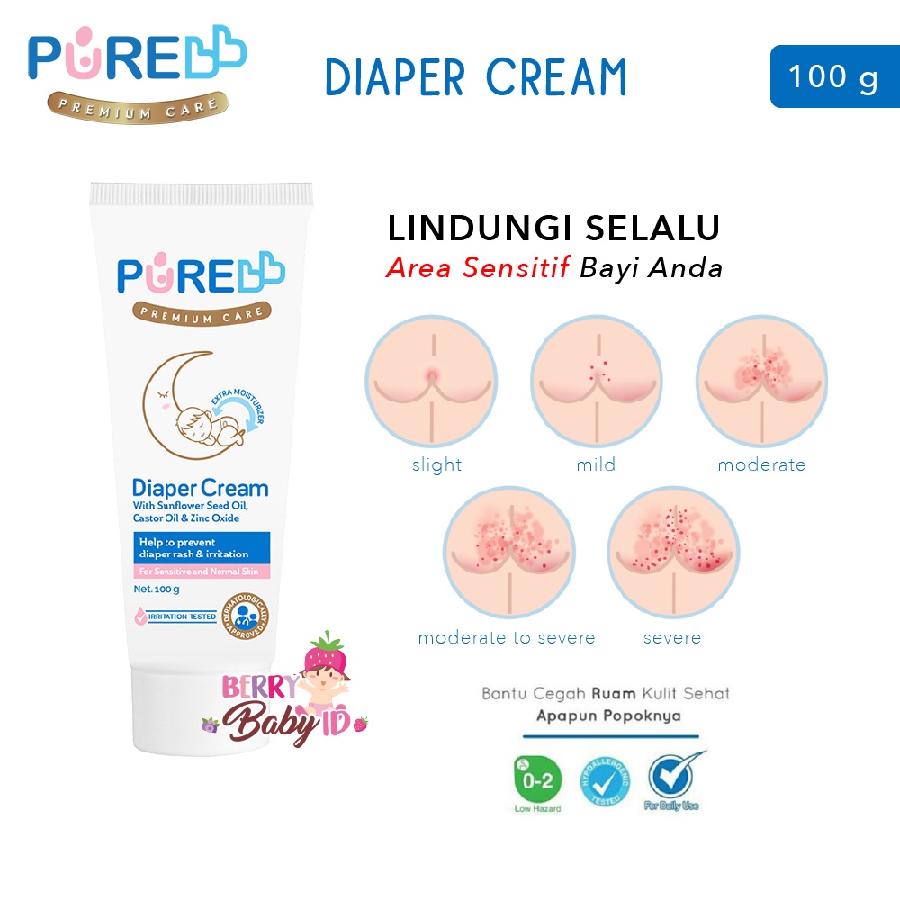 PureBB Baby Diaper Cream Krim Bayi Anti Iritasi Popok &amp; Diaper Pure BB Berry Mart