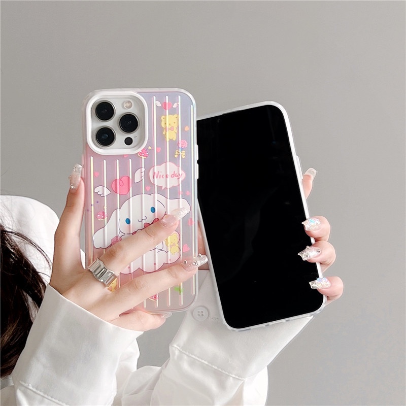 Soft Case Desain Kartun Anjing Cinnamoroll BabyCinnamoroll Laser Berkilau Untuk IPhone 14 13 12 11 Pro Max