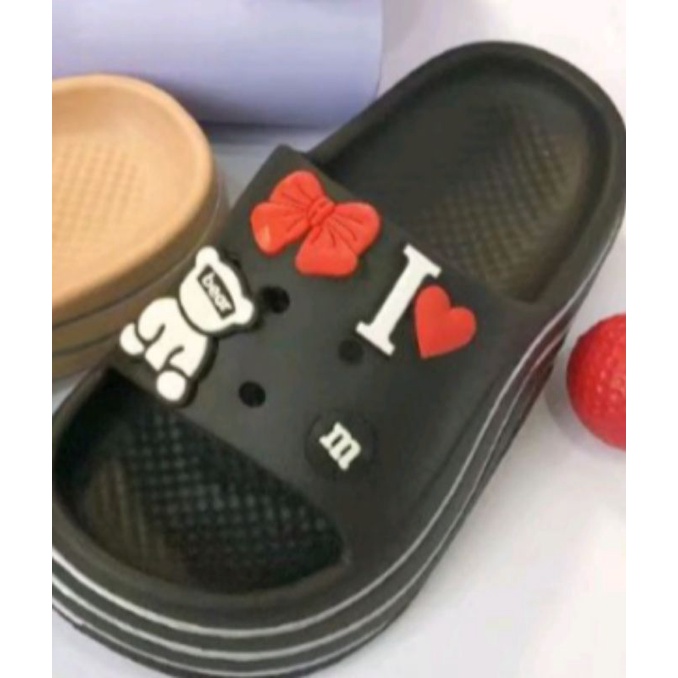 EVA Sandal Wanita Import Korean Non-Slip Tebal 5 Cm include Jibbitz Accesoris Rubber Super Soft Empuk Ringan Anti Lecet Baim Sendal FUJI 805