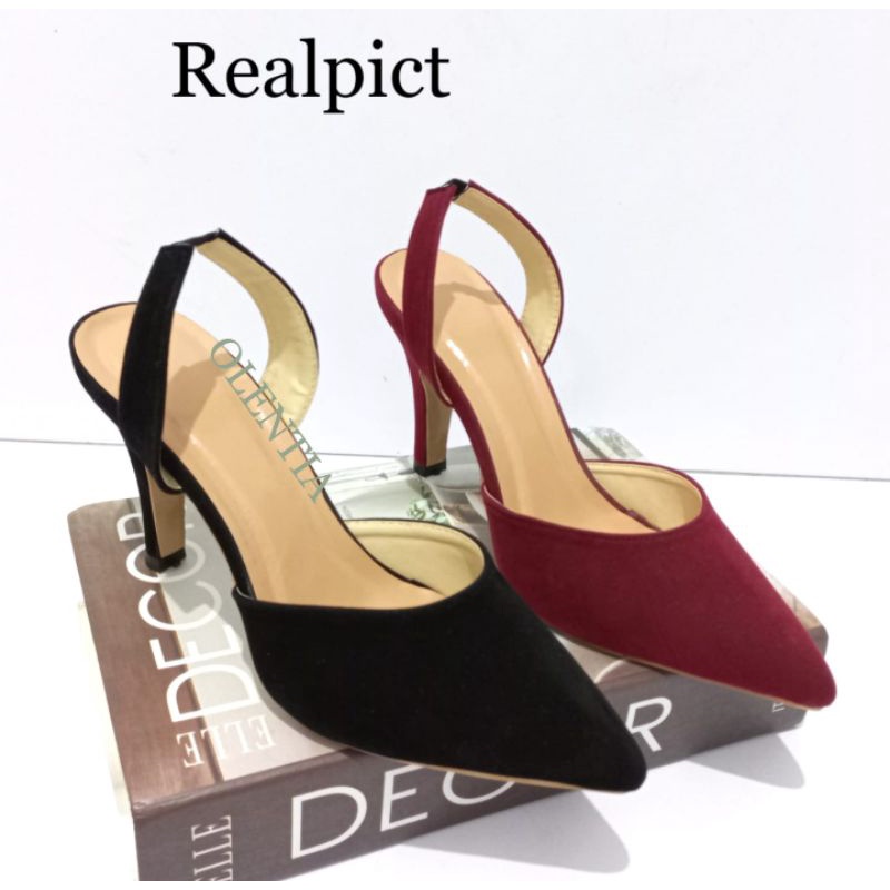 Sepatu Wanita Heels pumps Suede 9cm SH 24