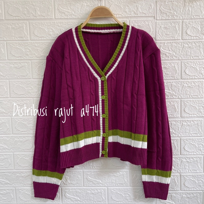 CARDIGAN   RAJUT SYAKIRA MOTIF CABLE AND KANCING PREMIUM
