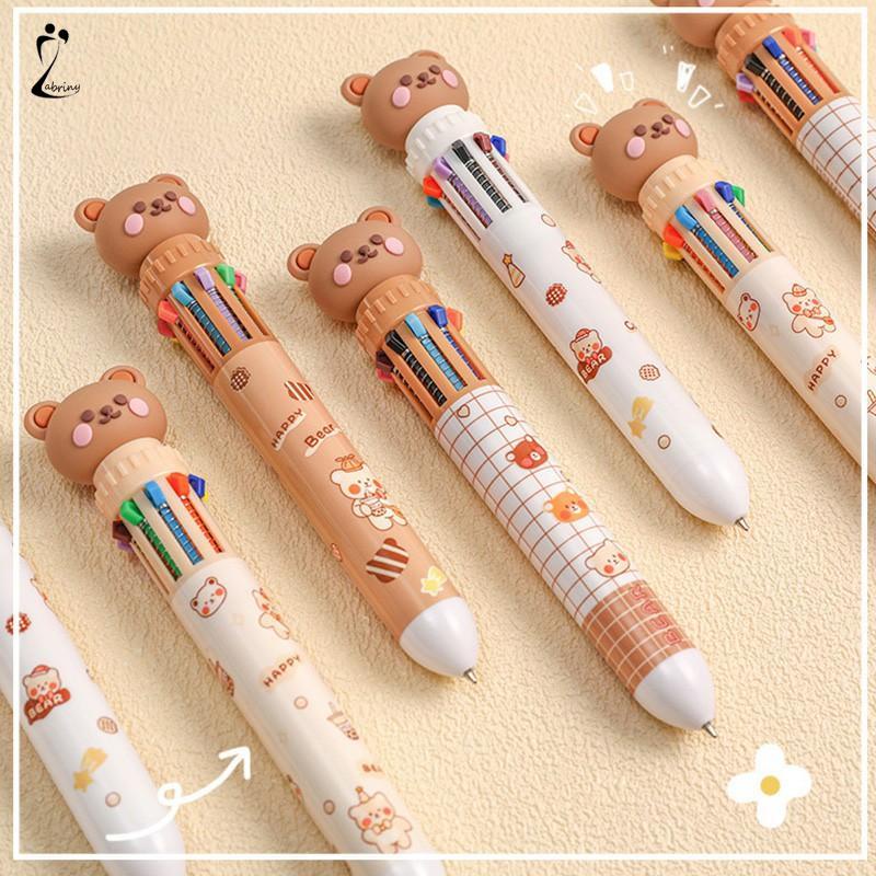 

1pc Pulpen Mekanik 10 Warna Warni Rectractable Pen Color Motif Kartun Lucu Bear Grid Kotak Aesthetic Bolpoin Alat Tulis Sekolah Z