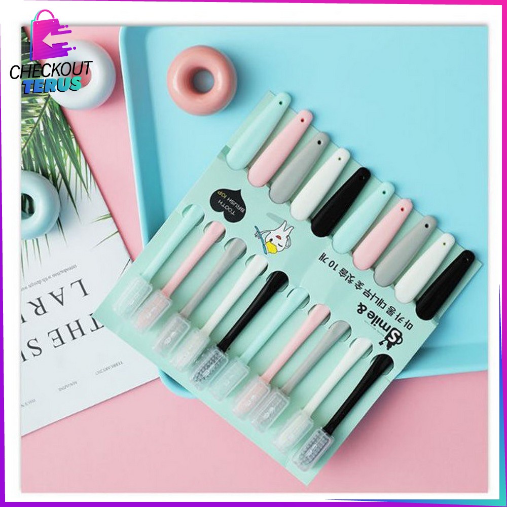 CT C676 Sikat Gigi Dewasa 1 SET ISI 10 PCS Bahan Lembut 1 Pack Tootbrush Double Care Sensitive Sikat Gigi Nano Tech