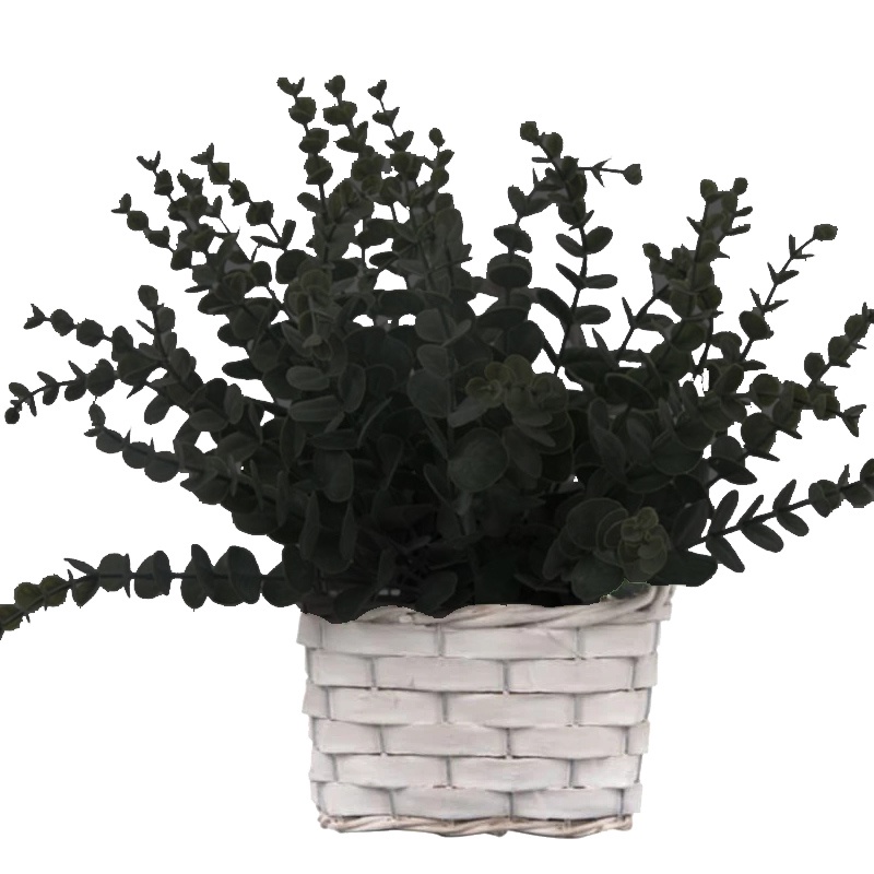 1pc Buket Bunga Eucalyptus Imitasi 7 Cabang Warna Hitam Untuk Dekorasi Pesta Halloween