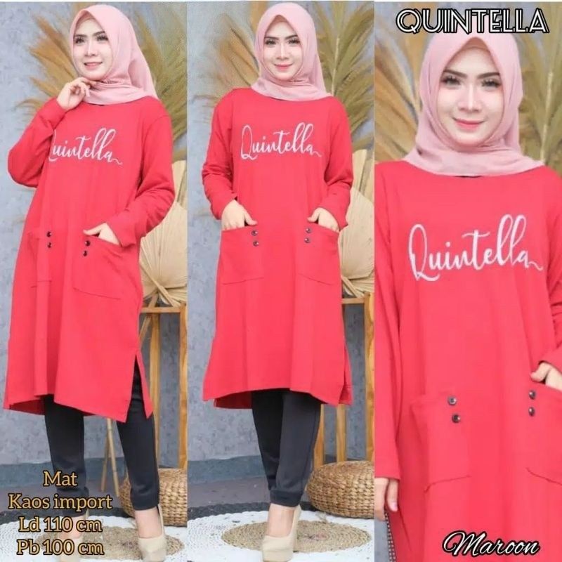 JF Tunik Kaos Babyterry Jumbo Wanita Muslimah Terbaru QUINTELLA