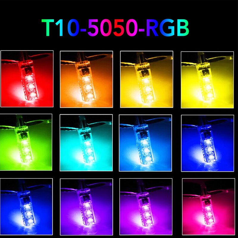 Lampu LED Senja T10 Rgb 2 Pcs + Remote Jelly 16 Warna Lampu LED T10 Mobil Motor Rgb 6 Mata Smd Lampu Mobil Lampu Motor Lampu Sein