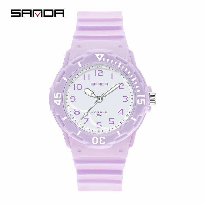 Sepasang SANDA 6011 Jam Tangan Wanita Analog Tali Rubber Luminous Anti Air