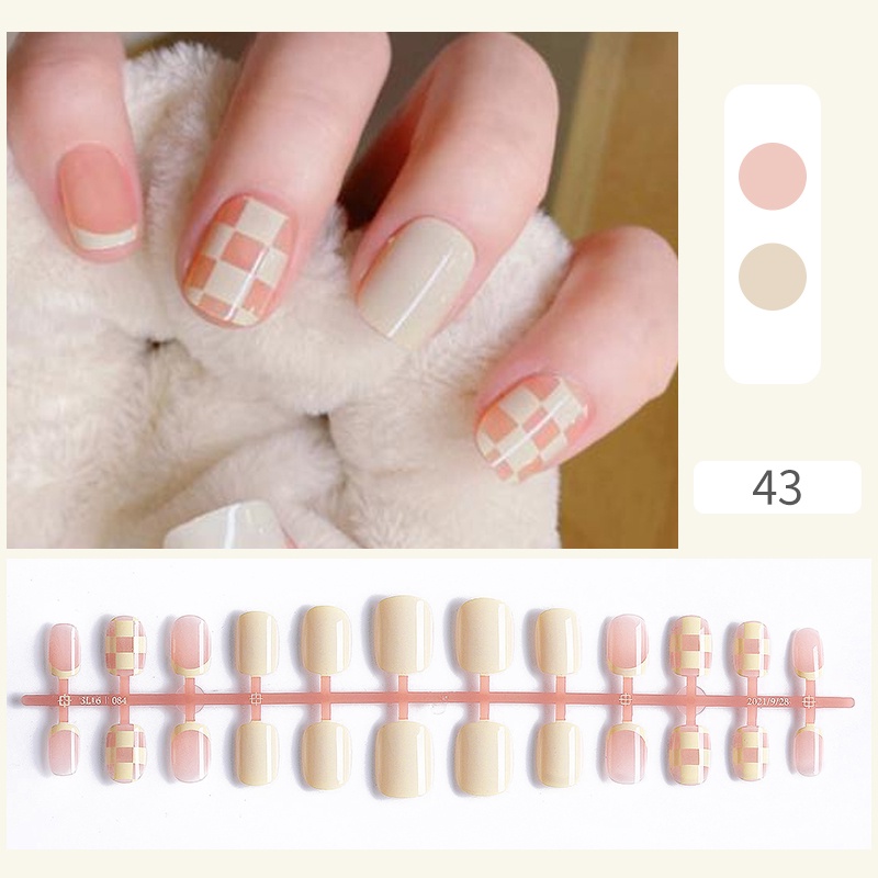 24pcs Set Kuku Palsu Dengan Lem Kuku Palsu Kuku Panjang Kuku Palsu Dengan Desain Kuku Palsu Untuk Anak-Anak Nail Extension With Glue