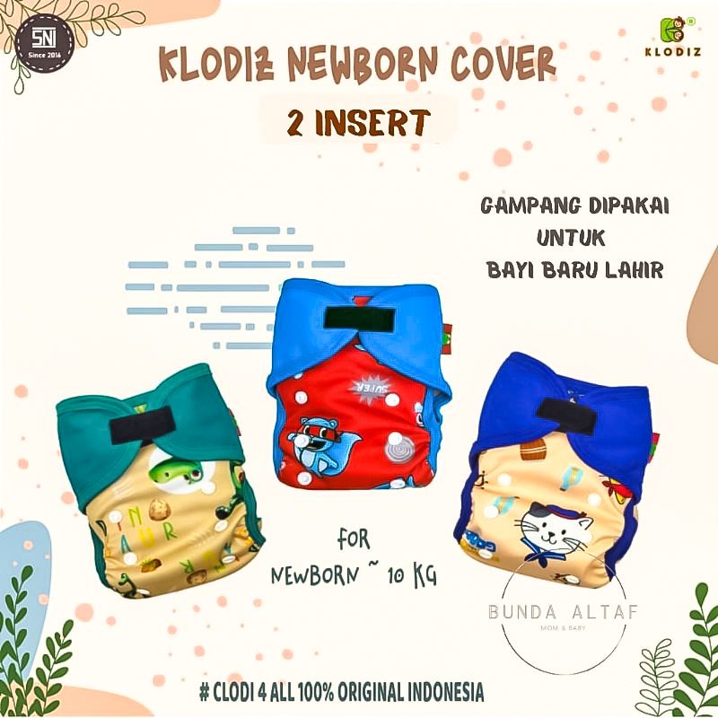 Clodi Bayi Newborn Klodiz Popok Kain Bayi 2 Insert Lebih SLIM [ Bunda Altaf ]