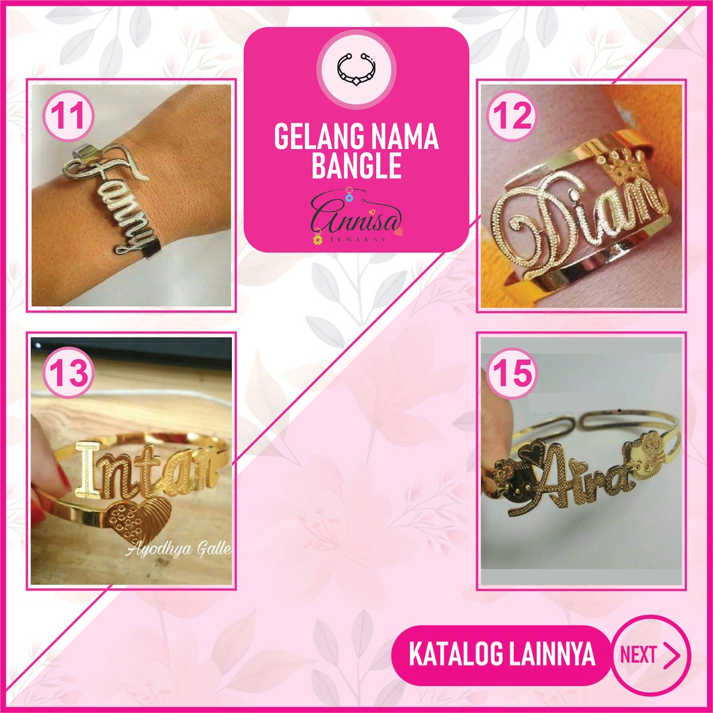 Gelang Nama Bangle Gold Grafir Uk.Standar