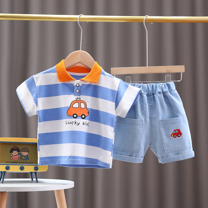 0-4 tahun anak anak laki laki baju setelan musim panas modis  laki laki bayi pakaian jas lengan pend