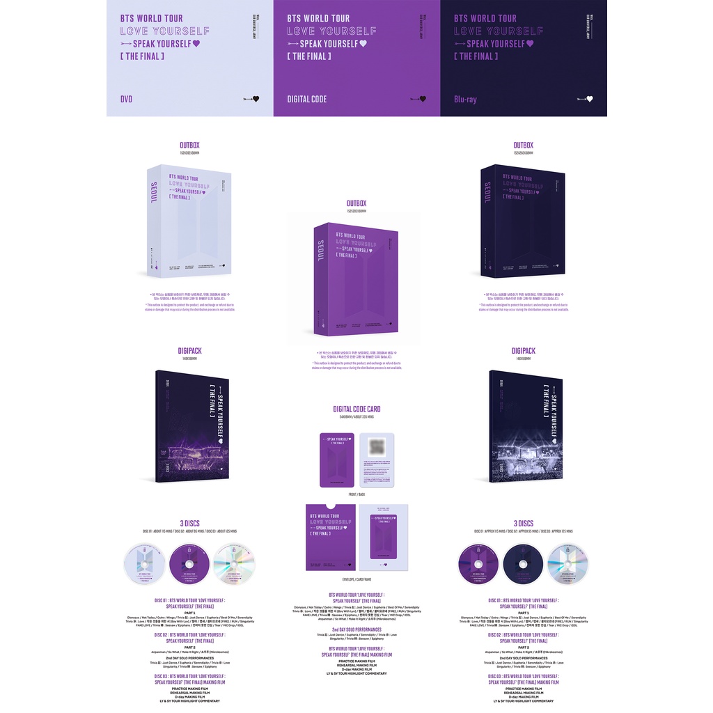 BTS - World Tour Love Yourself : Speak Yourself THE FINAL (DVD, Digital Code, Blu-ray)