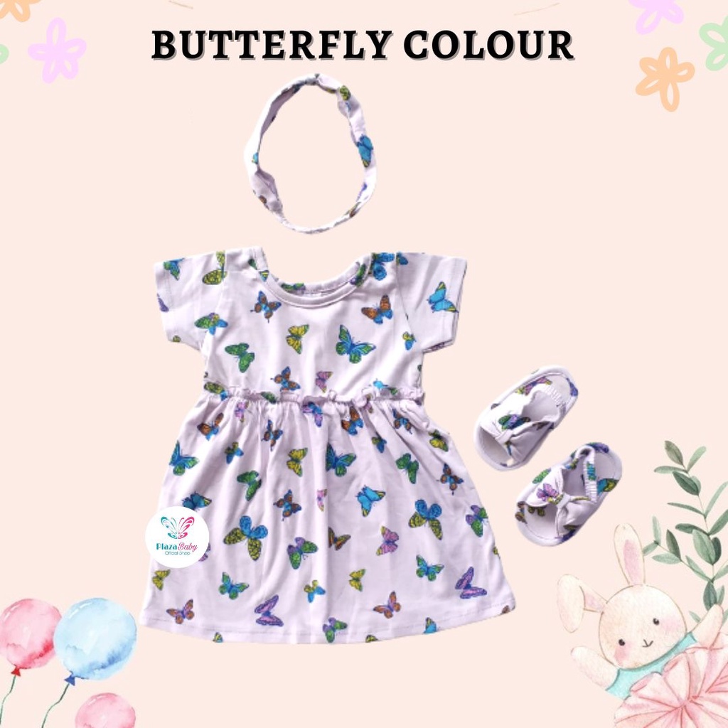 Plazababyku MX BRIYANA DRESS SANDALS dress bayi motif bunga yang lucu free headband + sandal PART3