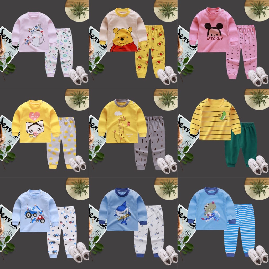 HappyOliver KIDS SUIT PANJANG Setelan Anak Bahan Kaos Lengan + Celana Berkualitas Import cwek cowok NEW1 part2