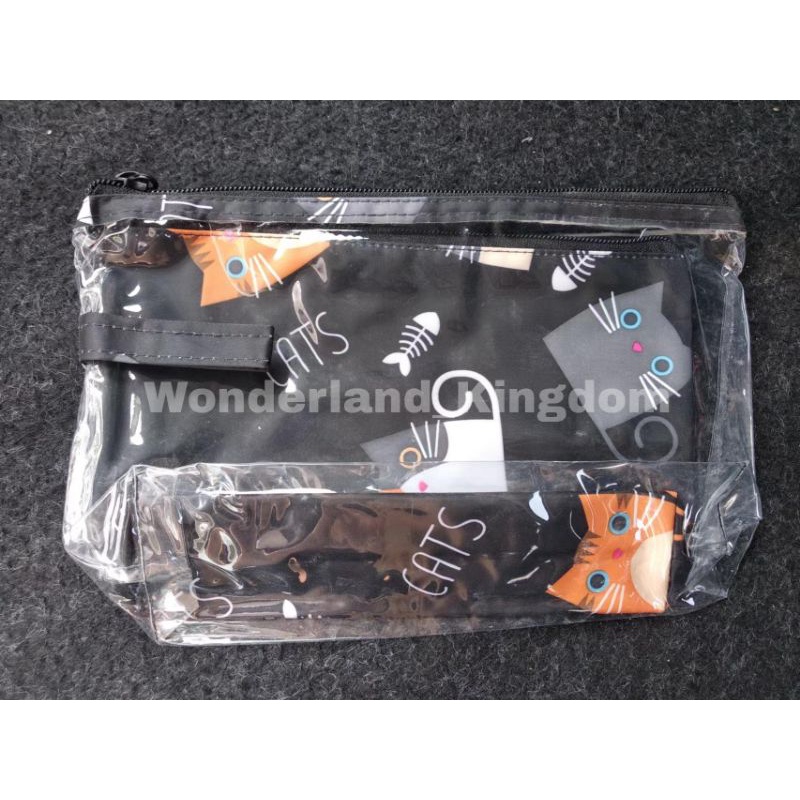 

ORGANIZER MAKE UP KOTAK PENSIL BENING TRANSPARAN MAKE UP SERBAGUNA POUCH DOUBLE LAYER TERMURAH