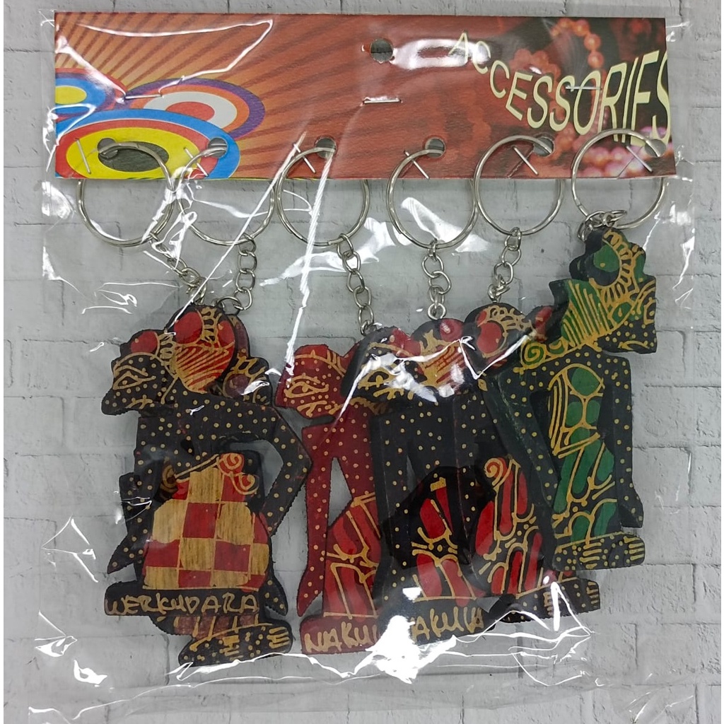 ^ KYRA ^ Gantungan Kunci Aneka Bentuk Squishy Karet Wayang Kayu Plastik Fiber Khas Jogja Lucu Imut Ganci