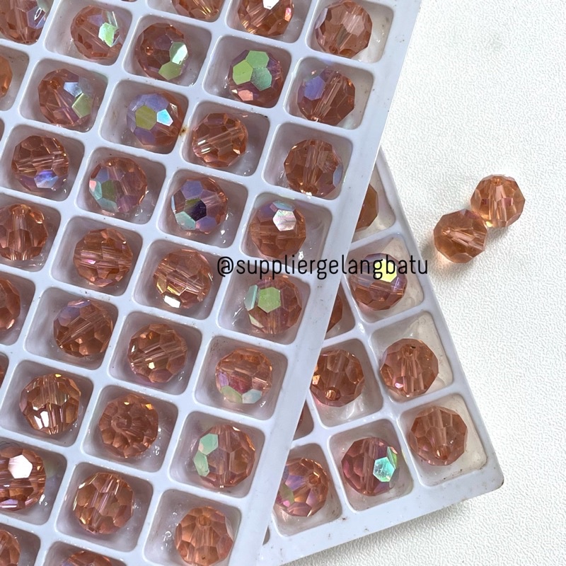 BOUTIQUE CRYSTAL PEACH PINK 8MM KUALITAS PREMIUM mirip preciosa swarovski
