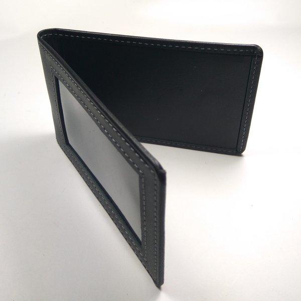 

Id Card Holder Kulit Asli Warna Hitam Model Selip Saku Magnet