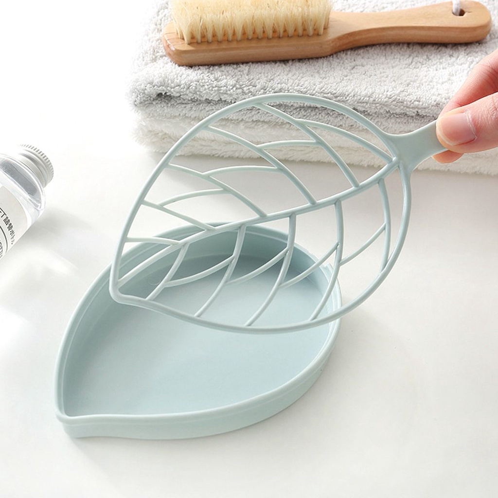 COD❤️Kotak Sabun Daun Kreatif Kamar Mandi Gratis Punch Suction Cup Toilet Drain Soap Rack-A.one