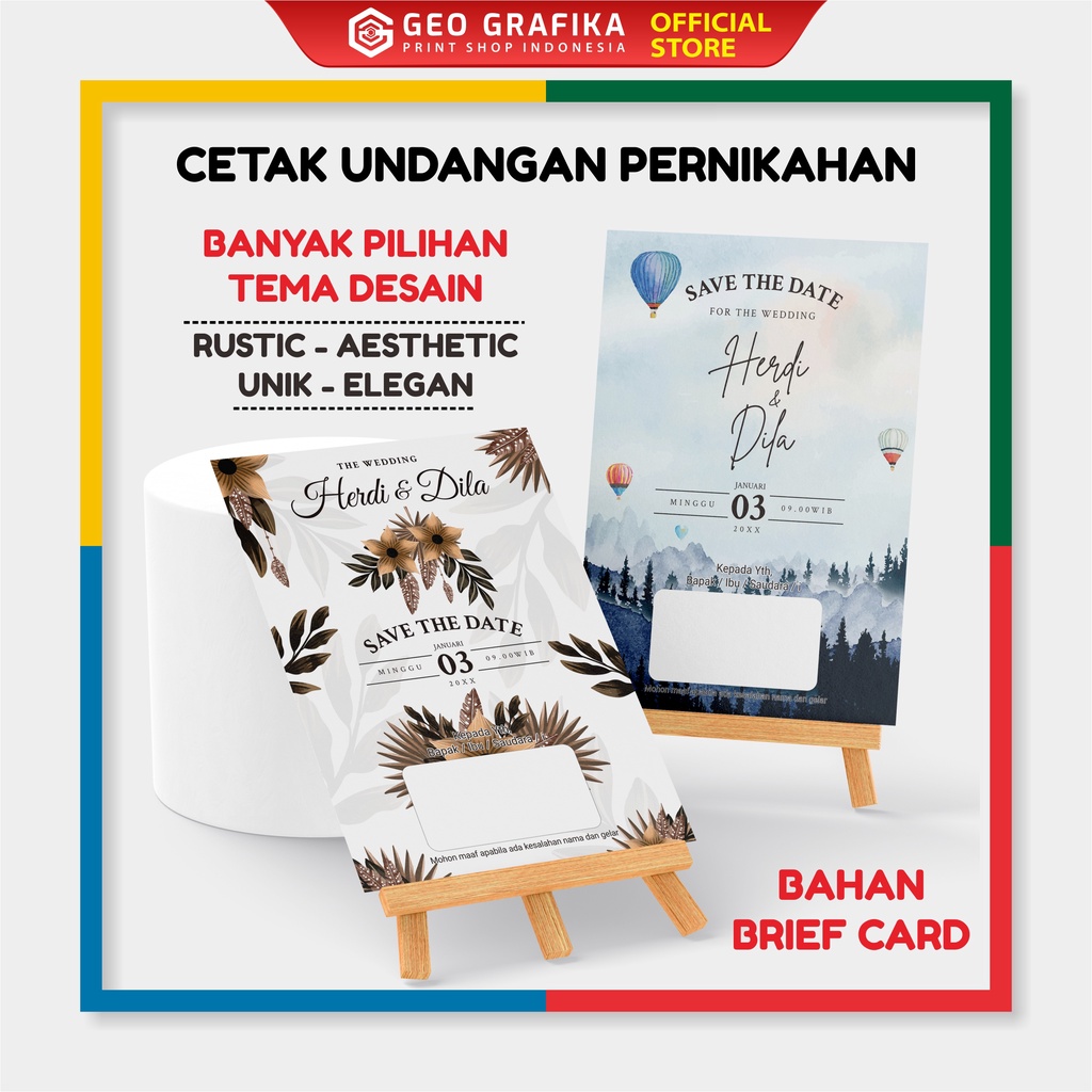 Cetak Undangan Pernikahan Rustic Easthetic Brief Card - Geo Grafika