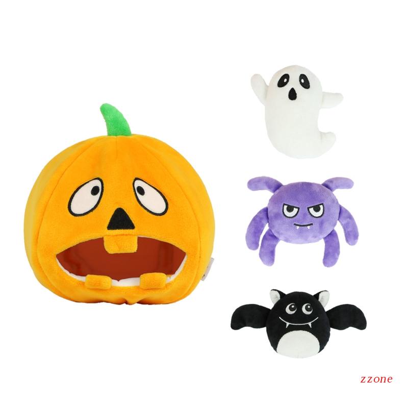 Zzz Mainan Kunyah Interaktif Boneka Stuffed Plush Anjing Dengan Suara Mencicit Untuk Halloween