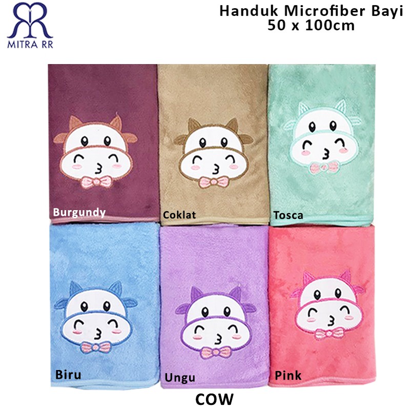 Handuk Mandi Microfiber Tanggung 50x100cm Microfibre Quick Dry Bordir Girls Animal