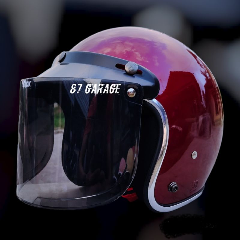 HELM BOGO DEWASA SNI KACA DATAR FULL LEHER