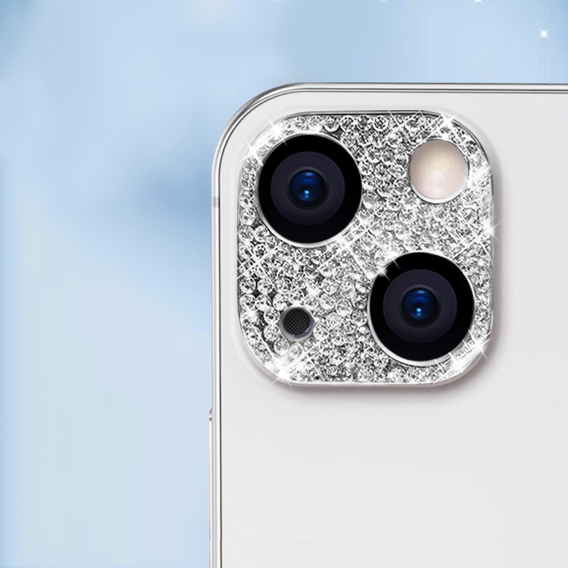 IPHONE Luxury Diamond Metal Full Cover Pelindung Kamera Kompatibel Untuk Iphone11 12 13 14 Pro Max12 13 Berlian Imitasi Mengkilap Berlian Berkilau