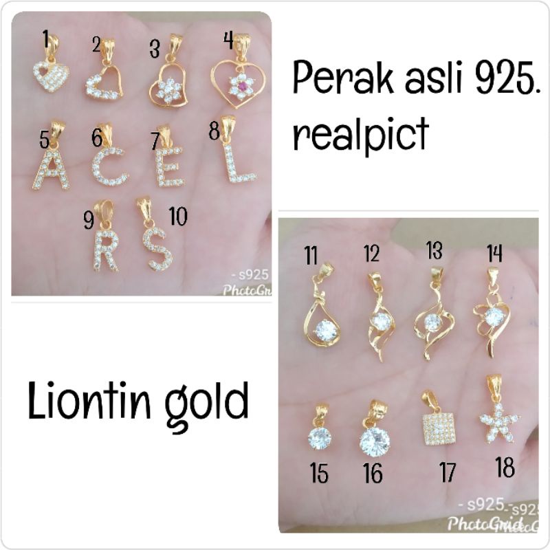 LIONTIN HURUF GOLD / LIONTIN MINI PERAK SILVER 925 ASLI LAPIS MAS LTGBGOLD.