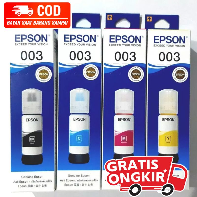 Satu Set Tinta 003 Epson Support Printer Epson : L1110 L3100 L3210 L3110 L3150 L5190