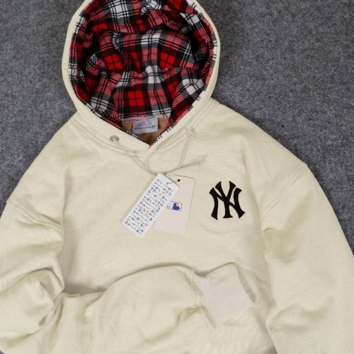 Penawaran Terbaik--READYSWEATER HOODIE NY MLB CREAM BORDIR BATIK FULLTAG & LEBEL PREMIUM (BESTSELLER