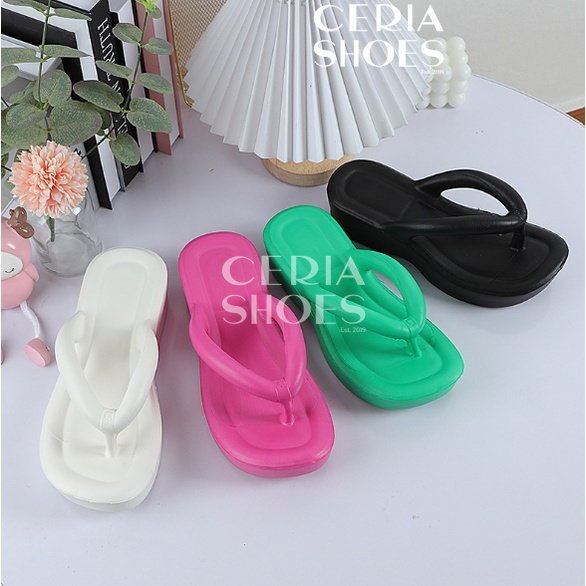 PCU Sandal Jepit Wanita Platform Wedges Import Karet Rubber PCU Anti Slip Karet Empuk 701