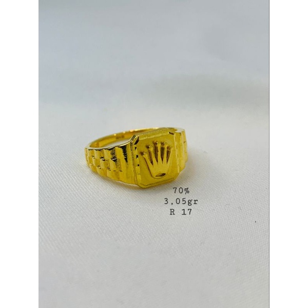Cincin Cowok Emas Kuning Asli Kadar 700 70% Cap Model Jam Tangan Rol3x