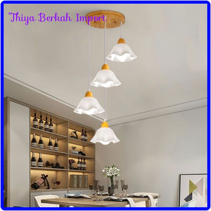 Berkah Import Lampu Restoran Nordic Baru Modern Minimalis Log Restoran Lampu Kelopak Kap Lampu Lampu