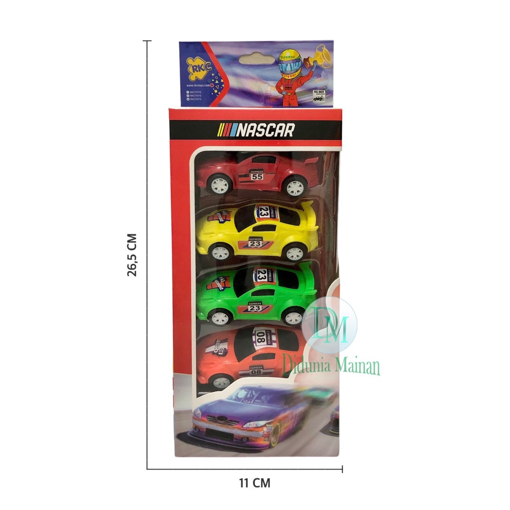 Mainan anak mobil mobilan set 4 pcs pull back racing car nascar
