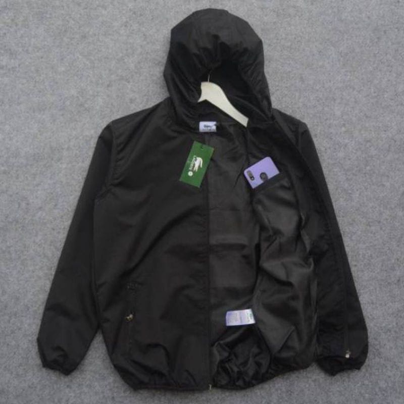 JAKET PREMIUM  LACOSTE BUAYA IJO BORDIR WATERPROOF BLACK HIGH QUALITY CASUAL HYPE FASHION JAKET OUTDOR JAKET ANTI AIR