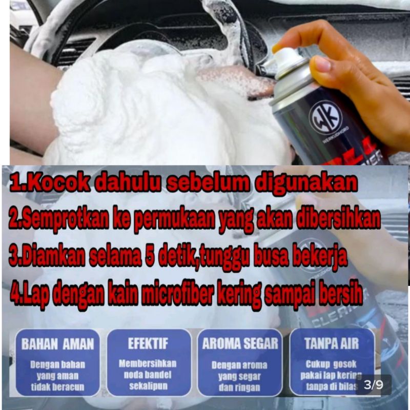 Pembersih interior mobil foam 500 mili /jok kulit/bludru/plafon mobil/karpet