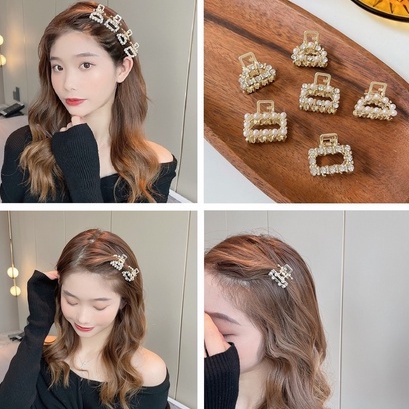 HOPYLOVY Korean Jepit Rambut H46 Large Size Clip Pearl Hairpin Rhinestone Sweet Elegant