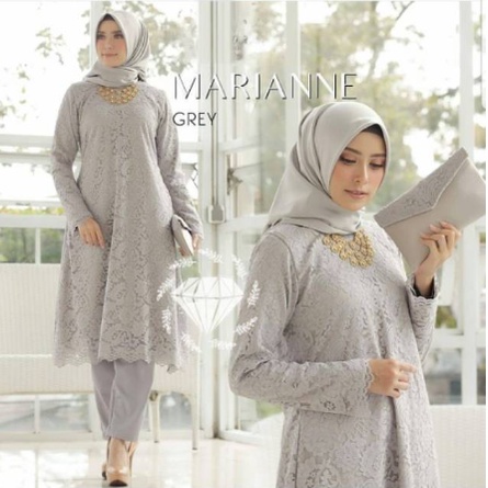 Set Baju Muslimah Brukat Long Tunik Lengan Panjang Terbaru 2022 Model Kekinian Trendy Setelan Celana