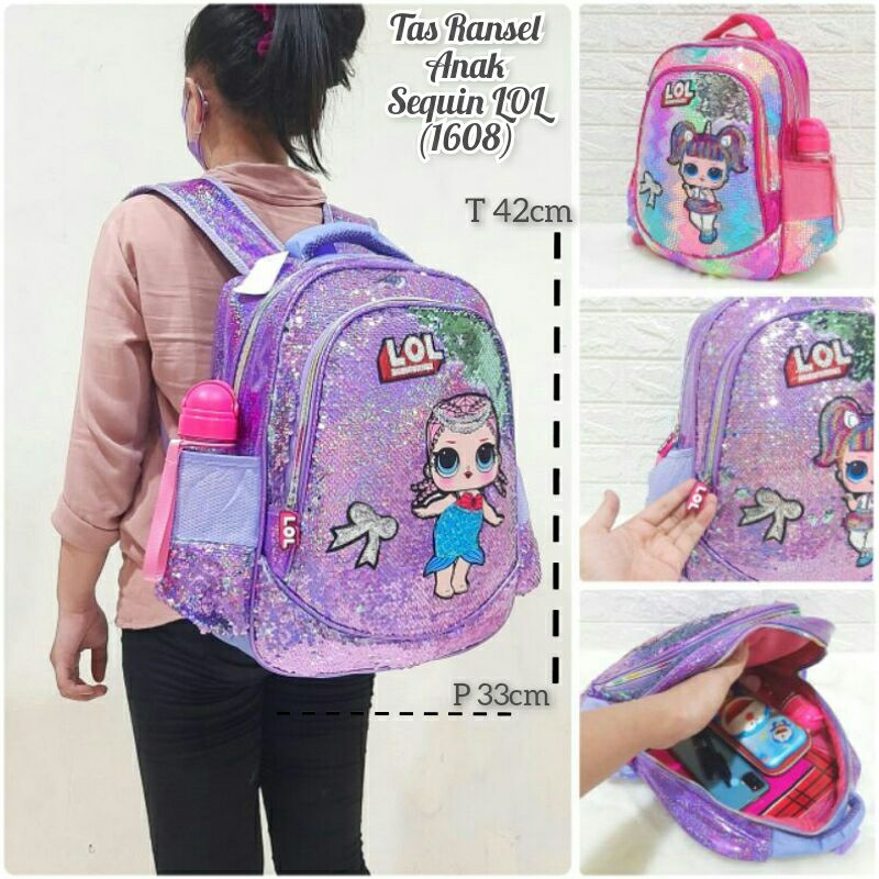 Tas Sequin Anak Perempuan / Tas Anak Sekolah Cewek Cowok SD