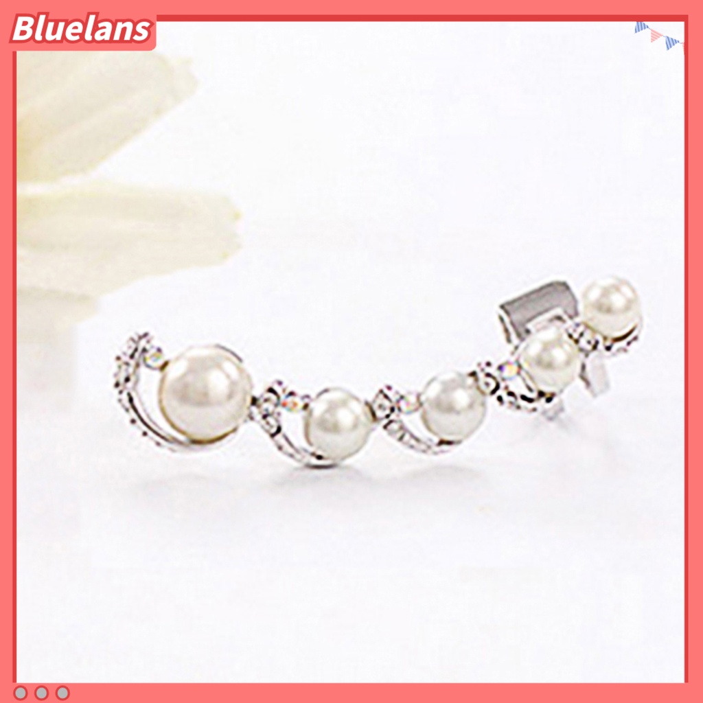 Bluelans 1Pc Women Rhinestone Faux Pearl Ear Clip Cuff Earring