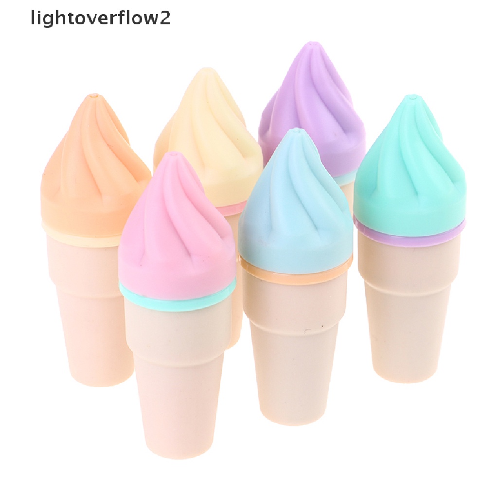 (lightoverflow2) 6pcs / Pak Es Krim Kawaii Warna Permen Untuk Perlengkapan Sekolah / Kantor