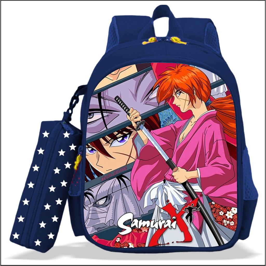 Tas Ransel Sekolah Anak Laki-Laki TK dan SD Karakter Anime SAMURAI X Kenshin Himura Kualitas Premium