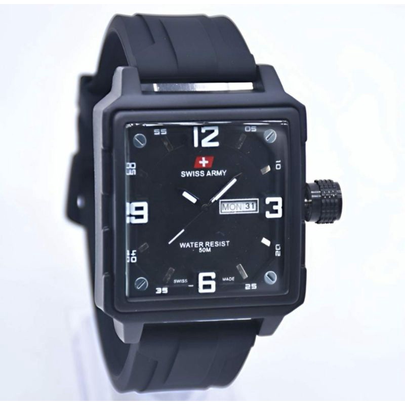 Jam Tangan Swist Army Rubber Pria Tanggal Hari